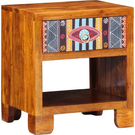 Maison La Vie - Buffet Salon Moderne - Meuble de rangement - Multicolore 40 x 35 x 45 cm Bois d'acacia massif bu4811