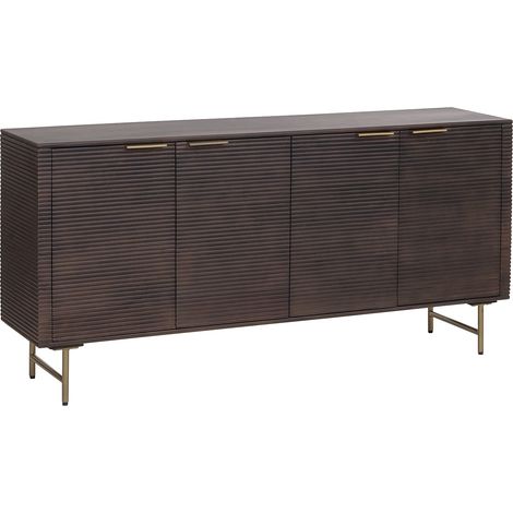 Credenza 4 ante in legno di mango e metallo dorato Naturale scuro - SORDANA di Maison Céphy