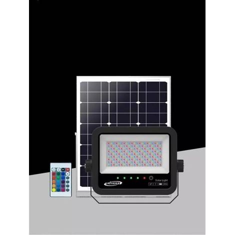 Faro Led Rgb Pannello Solare 30 W Telecomando Faretto Sensore Crepuscolare Ip65 (1/4)