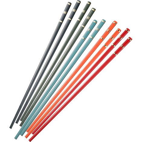 5 paires de baguettes réutilisables en fibre de verre, baguettes de style chinois, compatibles lave-vaisselle, baguettes de cuisine en alliage