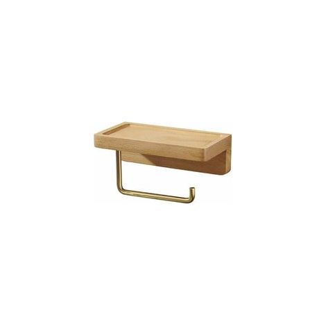 Devidoir Porte Papier Toilette Double Installation Bois Massif Hêtre Dérouleur Support Papier WC Mural Auto-adhésif Coins Arrondis Porte Rouleau de Papier Décor pour la Salle de Bain Cuisine(Hêtre) (1/4)