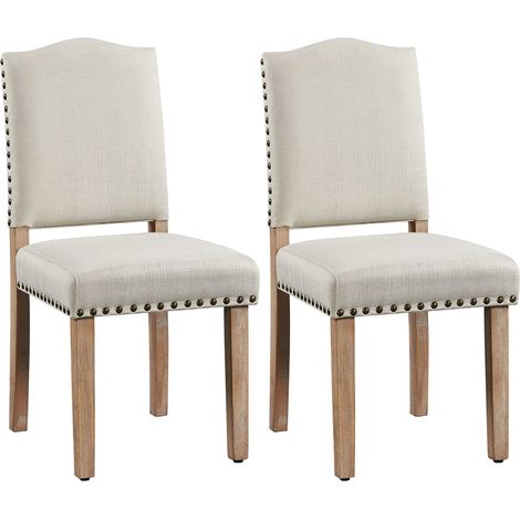 Yaheetech Set 2 Sedie Sala da Pranzo Moderne Imbottite Tessuto con Gambe in Legno Classiche per Cucina Soggiorno Beige (1/5)