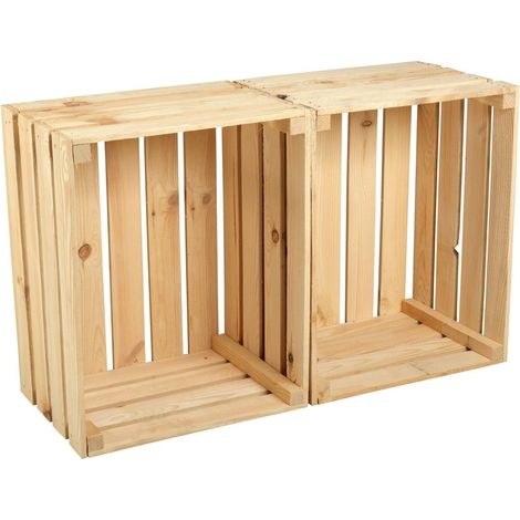 GrandBox Caja de madera 50x40x30 caja de vino caja para frutas decorativa almacenamiento Vintage Shabby Chic Retro caja de leéa:Set de 2 (1/5)