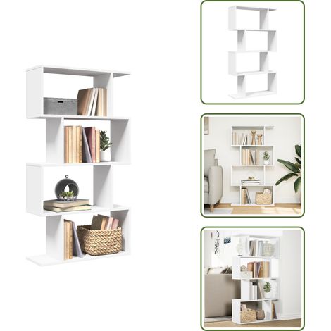 vidaXL Étagère séparatrice de pièce à 4 niveaux blanc bois ingénierie (1/5)