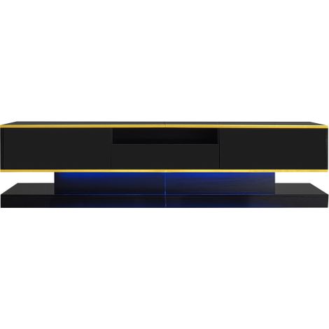 euble TV 180 cm brillant LED couleur 3 tiroirs niche design moderne (1/5)