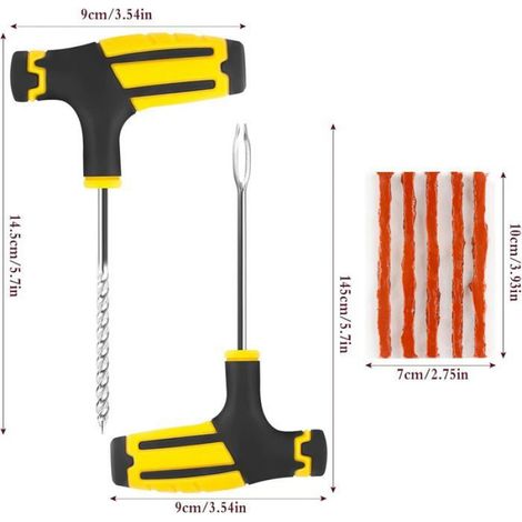 Kit De Réparation De Pneu Outil De Crevaison Outillage De Réparation De Crevaison Pour Vélo,Voiture,Camionnette,Moto,2 Outils Et (1/5)