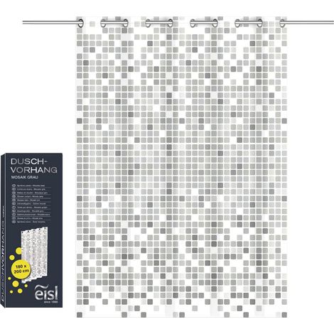 Duschvorhang, Mosaik Grau