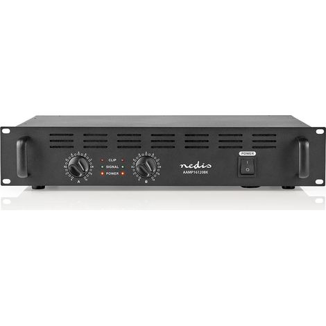Amplificador de potencia salida rms 2x 100 w 8 ohm 2x 150 w 4 ohm 2 canales 2u montaje en rack de 19 - metal negro