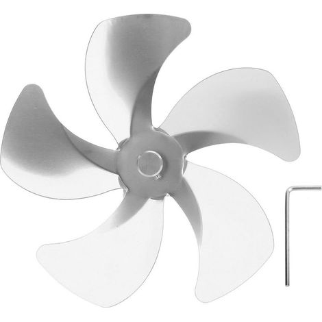 Pale de ventilateur de poêle de remplacement en aluminium améliorant la circulation d'air chaud, ventilateur pour cheminée, 5 pales, accessoires pour ventilateur de poêle argenté (1/5)