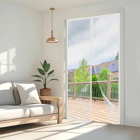Moustiquaire 60x220cm Moustiquaire Porte Fenetre, Anti-Insectes, sans Perçage, Fermeture Automatique – Blanc (1/5)