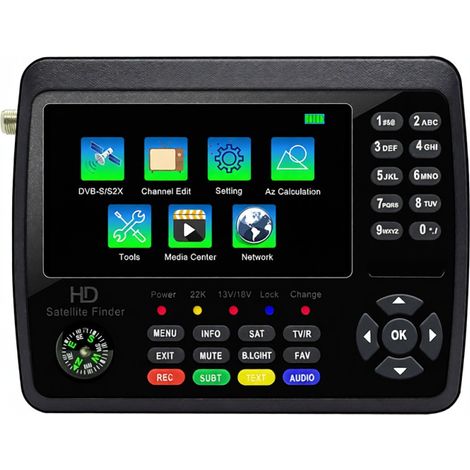 Detector de señal de TV satelital HD iBRAVEBOX V10 Finder Max DVB-S/S2/S2X, dispositivo portátil de medición de señal digital, H.265, pantalla LCD de 4,3 pulgadas para alineación de antena parabólica. (1/5)