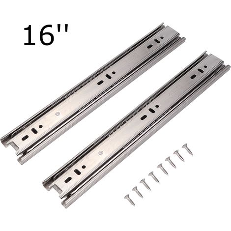 Glissière De Tiroir En Acier Inoxydable - 3 Sections - Pour Meubles De Cuisine Et Salle De Bain - Longueur 40cm (1/5)
