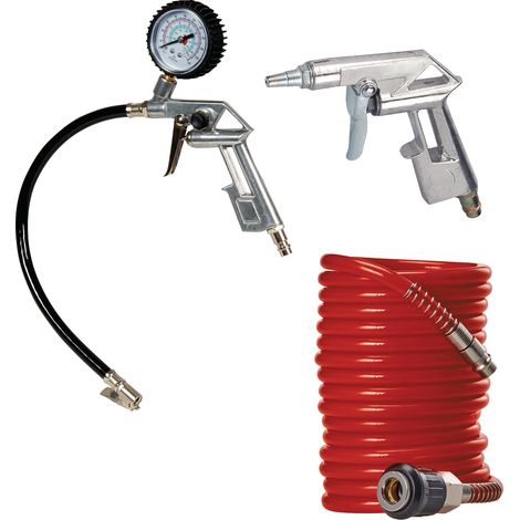 Einhell Kit de 3 accessoires pour Compresseur (Pistolet de soufflage, manomètre de gonflage, tuyau de 5m (diamètre intérieur 6 mm)) (1/5)