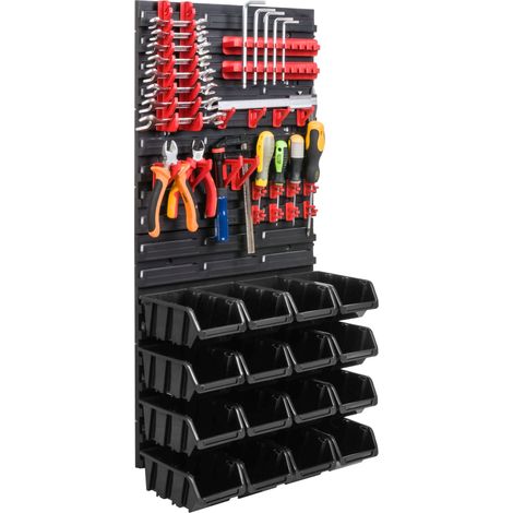 Panneau à outils d'atelier 78x39 cm + 16 plateaux (1/5)