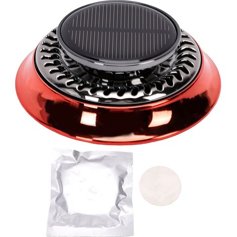 Ornement de désodorisant de voiture à énergie solaire avec diffuseur d'aromathérapie de tampon de parfum pour tableau de bord rouge (1/5)