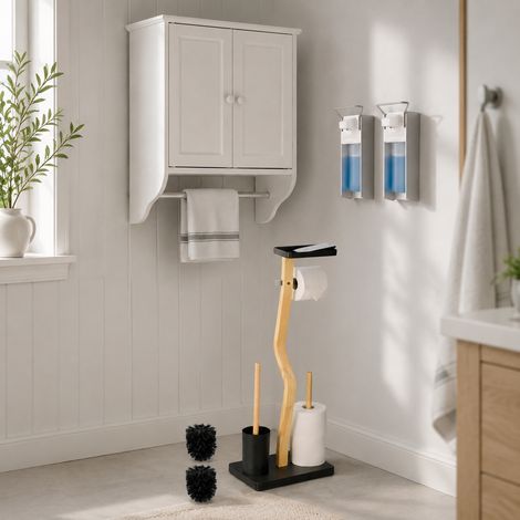 Set de renovación para el cuarto de baño «Hygiene» (3 piezas): par de dosificadores de jabón, armario de pared y soporte para rollos (1/5)