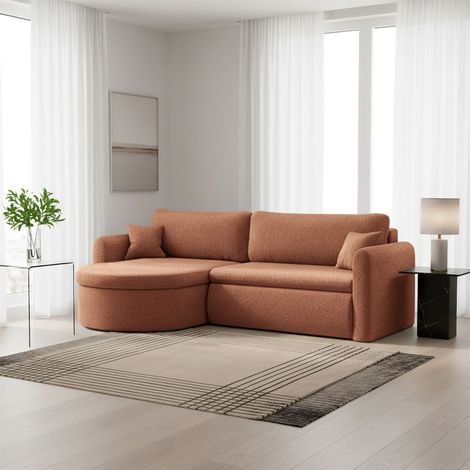 Ecksofa Schlafsofa FELIZ Stoff Quelle Rostbraun Ottomane Links (1/5)