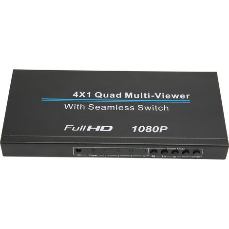 Interface multimédia HD Quad Multi Viewer 4x1 (4 entrées, 1 sortie) 1080p IR, prise UE 110-240 V (1/5)