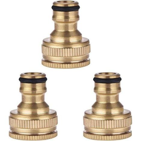 Kit de Connecteur de Robinet de Tuyau D'arrosage en Laiton de 3 Pièces, Adaptateur de Connecteur de Robinet de 1/2 Pouces 3/4 Pouces pour L'irrigation de Jardin de Lavage de (1/4)