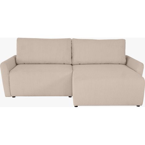 LANA Canapé d'angle convertible et réversible avec coffre en tissu beige (1/5)