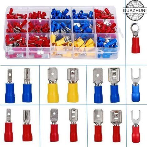 Cosse électrique Coffret 280 cosses électricien,Cosses Electriques a Sertir, 280 PCS Cosse Electrique Isolée, Connecteurs électrique a sertir, Cosses et kits, Assortiment Connecteurs Ronde Cosses Pla