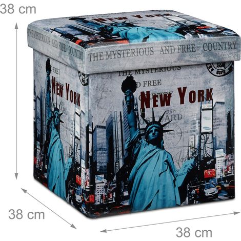 Sgabello pieghevole contenitore panca pieghevole 38 x 38 cm New York 2013066