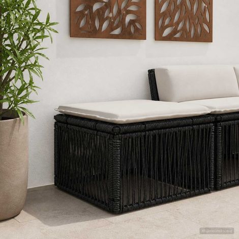 vidaXL Poggiapiedi Nero polyrattan (1/5)