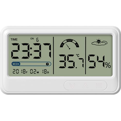 Termoigrometro Digitale LCD – Misura Temperatura e Umidità, Ricaricabile USB con Sveglia – Design Moderno in ABS – Ideale per Casa, Ufficio e Serra (1/5)