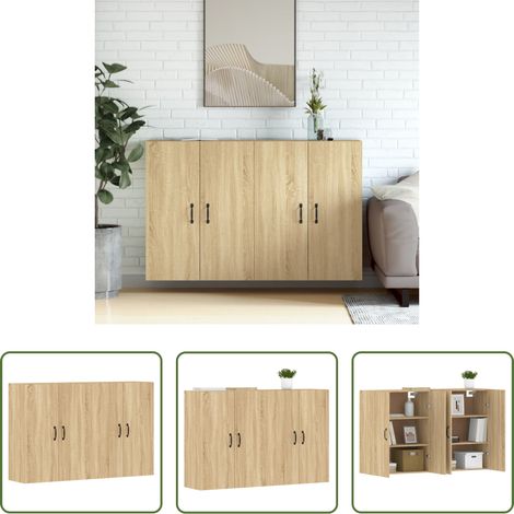 Holzwerkstoff - Wandschränke 2 Stk. Sonoma-Eiche Holzwerkstoff (1/5)