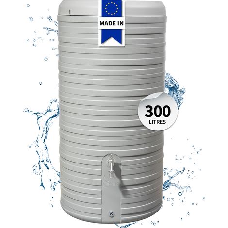 GARANTIA NORDIC 2in1 récupérateur d'eau de pluie 300 L, gris pierre incl. bac de plantation