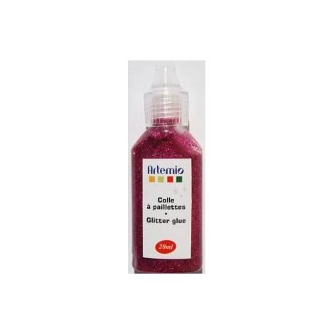 Colle à paillettes - ARTEMIO - Fuschia - Rose pailleté - Tube refermable - 20 ml