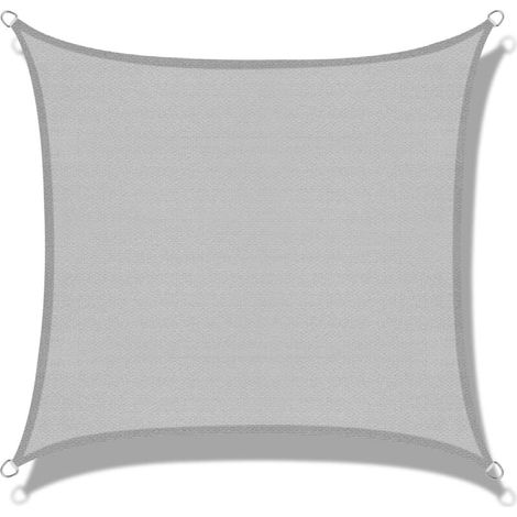 Voile d'ombrage (HDPE) Rectangulaire 3 x 3m Gris Protection des Rayons UV pour Terrasse Camping Extérieur Jardin