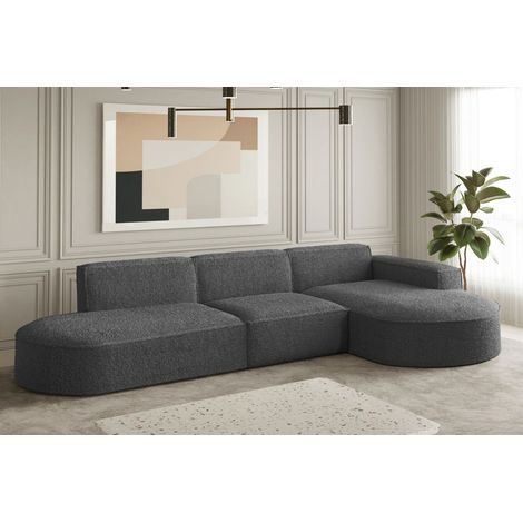 Ecksofa Designersofa PALMA in Stoff Ascot Graphitgrau Ottomane Rechts (1/2)