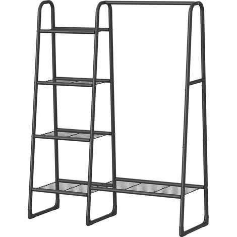 Portemanteau, portant à vêtements, étendoir avec 5 étagères, cadre en métal, 40 x 101,7 x 153,3 cm, noir (1/5)