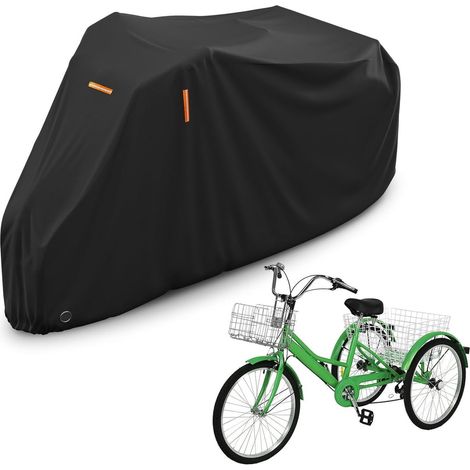 Housse de tricycle adulte Premium - imperméable, protection complète du tricycle - avec trous de verrouillage et sac de rangement - pour 1-3 vélos - convient aux VTT et vélos de course - noir - 191x77