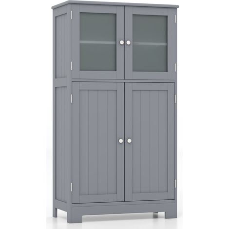 Moderno mueble de almacenaje modular de 58 x 30 x 109 cm con estantes regulables para baño u oficina fabricado en MDF gris 200012706