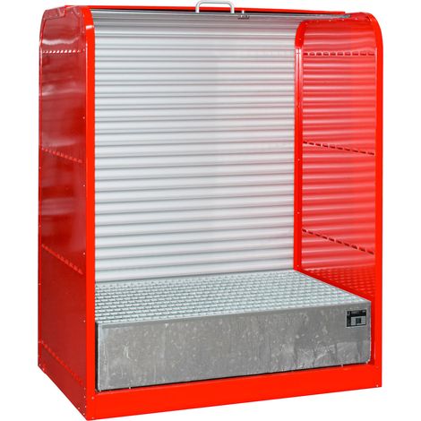 Bauer Gefahrstoff-Rollladenschrank RSG-1, max. 2x 200-l-Fässer, Feuerrot (1/2)