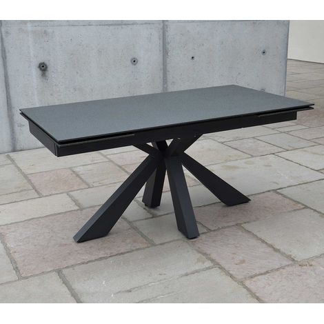Tavolo Rettangolare Allungabile Piano in Vetro Ceramica e Gambe Incrociate | Dimensione Tavoli: 160 x 90 + 2 allunghe 40 cm