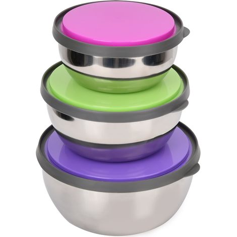Lot de 3 bols hermétiques en inox avec couvercle, boîte de conservation alimentaire pour cuisine (1/5)