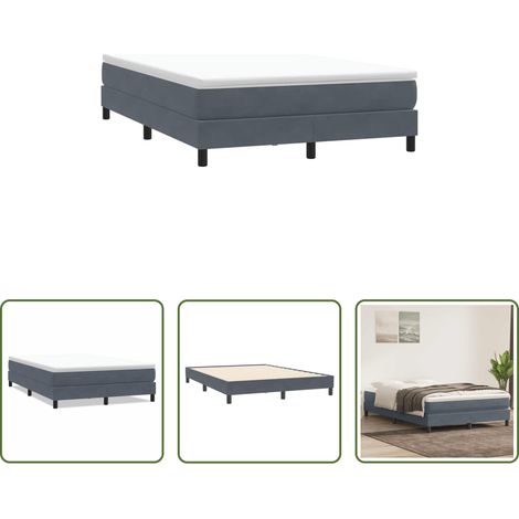 Samtbett - Boxspringbett ohne Matratze Dunkelgrau 160x210 cm Samt (1/5)