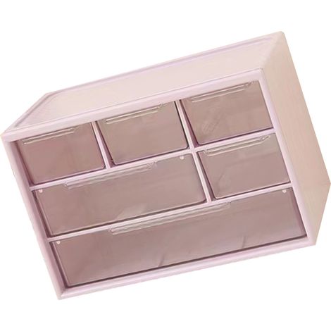 Organisateur de Bureau Plastique à Grandes Capacité avec Compartiments et Tiroirs pour Bureau, Cosmétiques et École, Dimensions 17.5x9.5x11cm, 200g, Coloris Violet (1/5)
