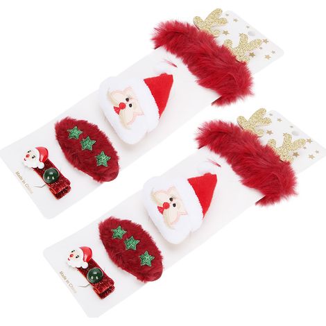 Lot de 2 épingles à cheveux mignonnes, broches et bandeaux, accessoires pour cheveux, cadeau de Noël pour petites filles, style Père Noël (1/5)