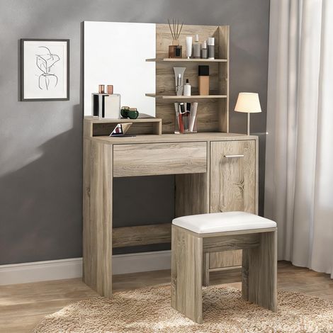Coiffeuse en melamina de Madera Vidrio 80 x 40 x 132 cm (1/5)