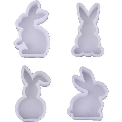 4 moules en silicone lapin pour bougies d'aromathérapie 3D, moules à savon en plâtre à faire soi-même