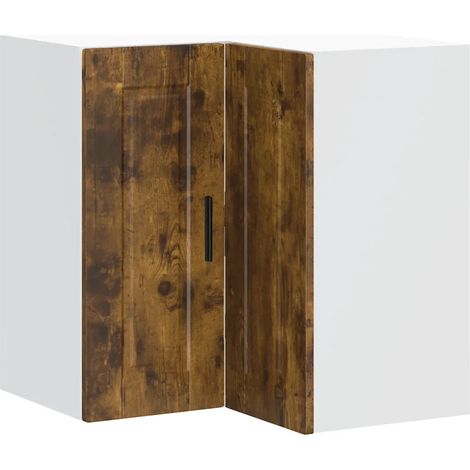 Armadio angolare pensile da cucina 57 x 57 x 60 cm grande spazio di archiviazione design pulito in legno ingegnerizzato rovere fumo 020050407