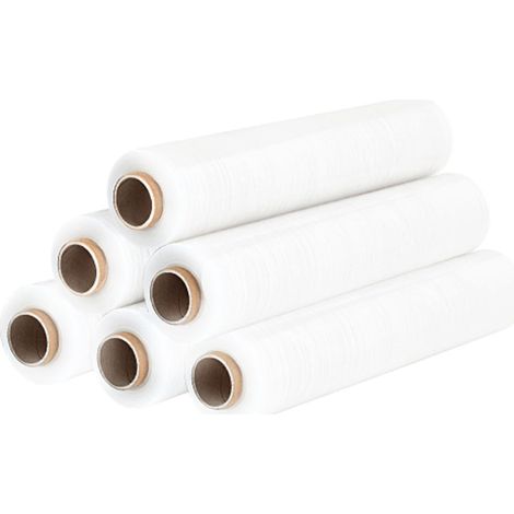 Film estensibile in rotoli bobine H 50 cm 2,4 Kg manuale pellicola imballaggio - Pezzi: 6 - Colore: Bianco