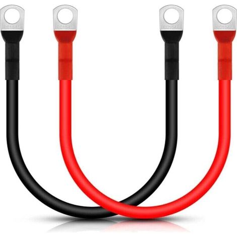 Pièce 30 cm câble de batterie 16 mm², rouge et noir 5 AWG câble onduleur de batterie avec cosses à anneau fil de cuivre pour motos, voitures diesel, marine, solaire, camping-cars, (1/4)