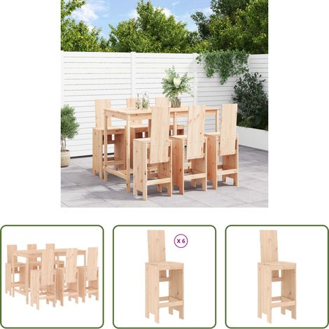 vidaXL Kiefer -  7-tlg. Gartenbar-Set Massivholz Kiefer (1/5)