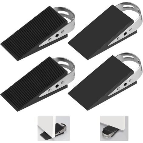 ALLIANDISCale de Porte en Caoutchouc, 4 Pièces Cale de Porte Cale-Porte Mobile Protection de Porte Noir Cale en Caoutchouc Antidérapant (1/5)
