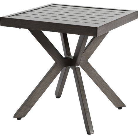 Table d'appoint carrée en aluminium gris foncé, antirouille et résistante aux intempéries, facile à monter et à nettoyer pour terrasse, jardin, piscine et intérieur (1/3)
